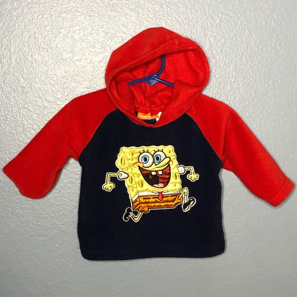Spongebob Squarepants Nickelodeon Red and Navy Blue Pullover Hoody